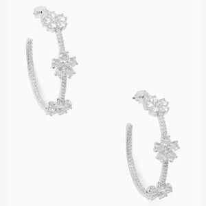 Kate Spade New York Gleaming Gardenia silver crystal Flower Hoops